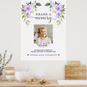 Paarse Bloemen Deel een Herinnering Funeral Wall B Poster (Keuken)