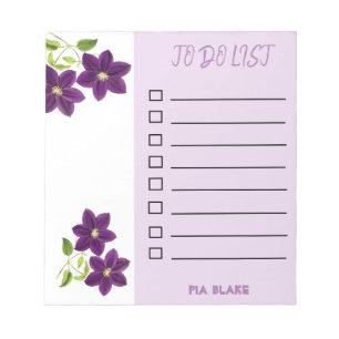  paarse bloemen die bedoeld zijn om een lijstblok  notitieblok