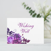 Paarse bloemen die het goed wensen. Bruiloft invoe Informatiekaartje (Staand voorkant)