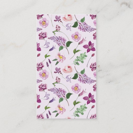 Paarse Bloemen Display Douche Kaart (Achterkant)