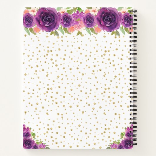 Paarse Bloemen Donkere Huid Prinses Gastenboek Notitieboek (Achterkant)