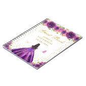 Paarse Bloemen Donkere Huid Prinses Gastenboek Notitieboek (Linkerzijde)