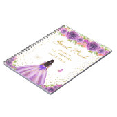 Paarse Bloemen Donkere Huid Prinses Gastenboek Notitieboek (Linkerzijde)