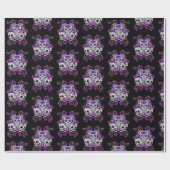 Paarse bloemen drievoudige dag van de dode suikers cadeaupapier (Vlak)