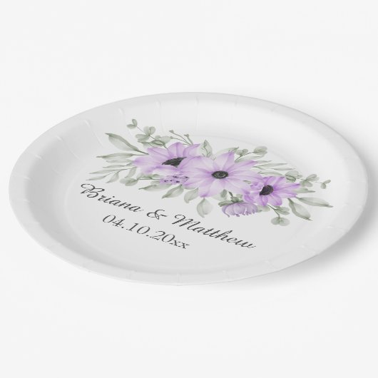 Paarse bloemen Eenvoudig Elegant Papieren Bordje (Gekanteld)