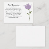 Paarse bloemen, eenvoudige legante bruiloft informatiekaartje (Voorkant / Achterkant)