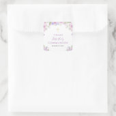 paarse Bloemen Eerste Heilige Communie Vierkante Sticker (Tas)