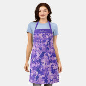 Paarse Bloemen Elegant Violet Bloesempatroon Schort (Gedragen)