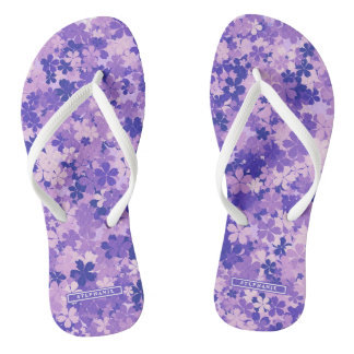 Paarse Bloemen Elegant Violet Bloesempatroon Teenslippers