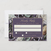 Paarse Bloemen Elegante Dark Moody Wedding RSVP (Voorkant)