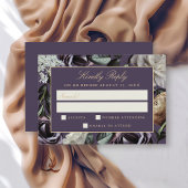 Paarse Bloemen Elegante Dark Moody Wedding RSVP