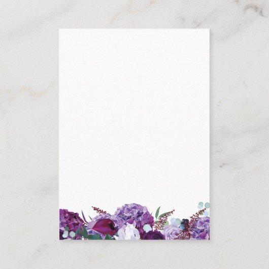 Paarse Bloemen Elegante Huwelijk Save the Date Visitekaartje (Achterkant)