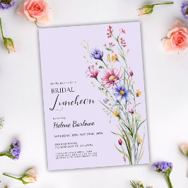 Paarse Bloemen Elegante Wildflower Bridal Luncheon Kaart