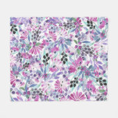 Paarse bloemen en bessen: Waterverf Fleece Deken (Voorkant (Horizontaal))