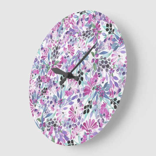 Paarse bloemen en bessen: Waterverf Grote Klok (Hoek)