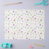 Paarse Bloemen en Bladerpatroon Tissuepapier (Craft)