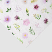 Paarse Bloemen en Bladerpatroon Tissuepapier (Detail)