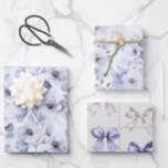 paarse bloemen en bogen inpakpapier vel<br><div class="desc">paarse bloemen en bogen vrijgezellenfeest huwelijksverjaardag</div>