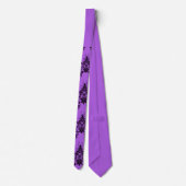 paarse bloemen en culicues print stropdas (Achterkant)