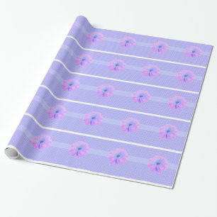Paarse Bloemen en een Rolpatroon Cadeaupapier