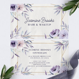 Paarse Bloemen en Elegant Goud Visitekaartje