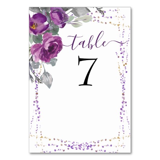 Paarse Bloemen en Elegant Script Bruiloft Kaart (Achterkant)