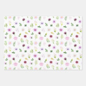 Paarse bloemen en gebladerte patroon inpakpapier vel (Voorkant)