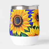 Paarse bloemen en gele zonnebloemen gepersonalisee (Links)