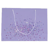 Paarse Bloemen en Glitter Geschenkzak Groot Cadeauzakje (Achterkant)
