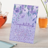 Paarse Bloemen en Glitter Tafelkaart Reclamebord Met Voetstuk (Insitu)