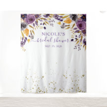 Paarse Bloemen en Gouden Bruidsdouche Achterwand