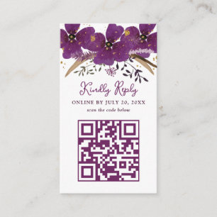 Paarse Bloemen en Gouden QR Code Informatiekaartje