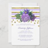 Paarse bloemen en gouden strepen Elegant Afstudere Kaart (Achterkant)