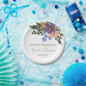 Paarse Bloemen en Groen Boeket Vrijgezellenfeest Papieren Bordje (Feest)