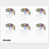 Paarse Bloemen en Groen Boeket Vrijgezellenfeest Ronde Sticker (Vel)