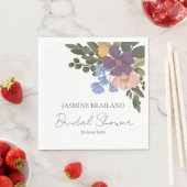 Paarse Bloemen en Groen Boeket Vrijgezellenfeest Servet (Insitu)