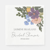 Paarse Bloemen en Groen Boeket Vrijgezellenfeest Servet (Voorkant)