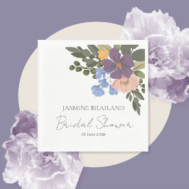 Paarse Bloemen en Groen Boeket Vrijgezellenfeest Servet