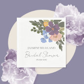 Paarse Bloemen en Groen Boeket Vrijgezellenfeest Servet