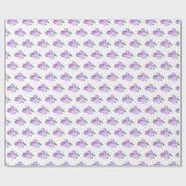 Paarse bloemen en groen patroon cadeaupapier (Vlak)