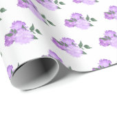 Paarse bloemen en groen patroon cadeaupapier (Rol Hoek)