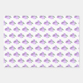 Paarse bloemen en groen patroon inpakpapier vel (Voorkant)