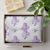 Paarse bloemen en groen patroon tissuepapier (Geschenk)