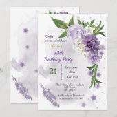 paarse bloemen en groene bladeren kaart (Voorkant / Achterkant)