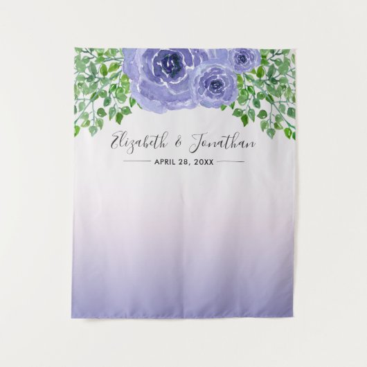 Paarse Bloemen en Groene Planten | Huwelijksfotopr Wandkleed (Voorkant)