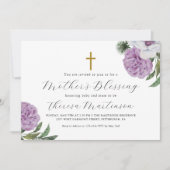 Paarse Bloemen en Kruis Moederzegening Kaart (Voorkant)