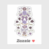 Paarse bloemen en linten sticker (Vel)