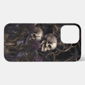 Paarse bloemen en schedels iPhone hoesje (Achterkant horizontaal)
