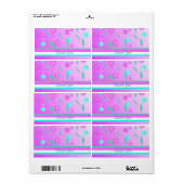 Paarse Bloemen en Strepen Bedankt Label (Full Sheet)