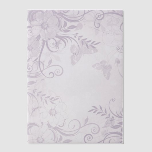 Paarse bloemen en swirls vellum uitnodigingen (Voorkant)